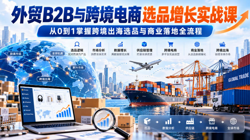 外贸B2B与跨境电商选品增长实战课,从0到1掌握跨境出海选品与商业落地全流程采购|汽车产业|汽车配件|机加工企业家交流社群中心