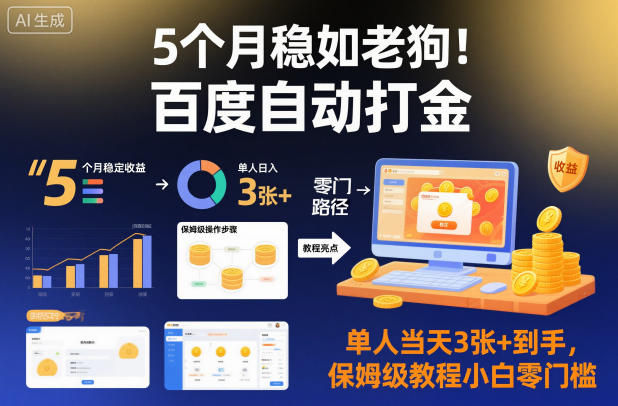 5个月稳如老狗！百度自动打金，单人当天3张+到手，保姆级教程小白零门槛【揭秘】采购|汽车产业|汽车配件|机加工蚂蚁智酷企业交流社群中心