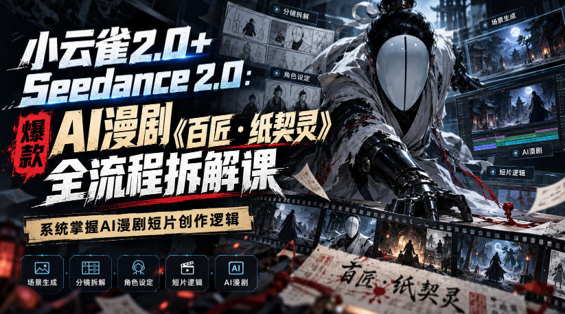小云雀2.0+Seedance 2.0：爆款AI漫剧《百匠・纸契灵》全流程拆解课，系统掌握AI漫剧短片创作逻辑采购|汽车产业|汽车配件|机加工企业家交流社群中心