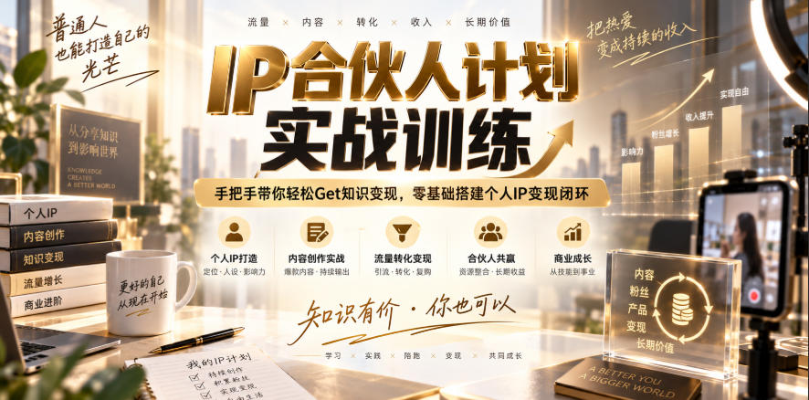 IP合伙人计划实战训练,手把手带你轻松Get知识变现,零基础搭建个人IP变现闭环(更新260908)采购|汽车产业|汽车配件|机加工企业家交流社群中心