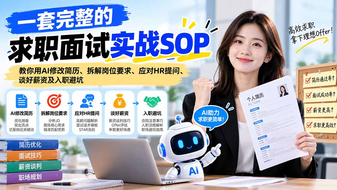 一套完整的求职面试实战SOP：教你用AI修改简历、拆解岗位要求、应对HR提问、谈好薪资及入职避坑采购|汽车产业|汽车配件|机加工企业家交流社群中心