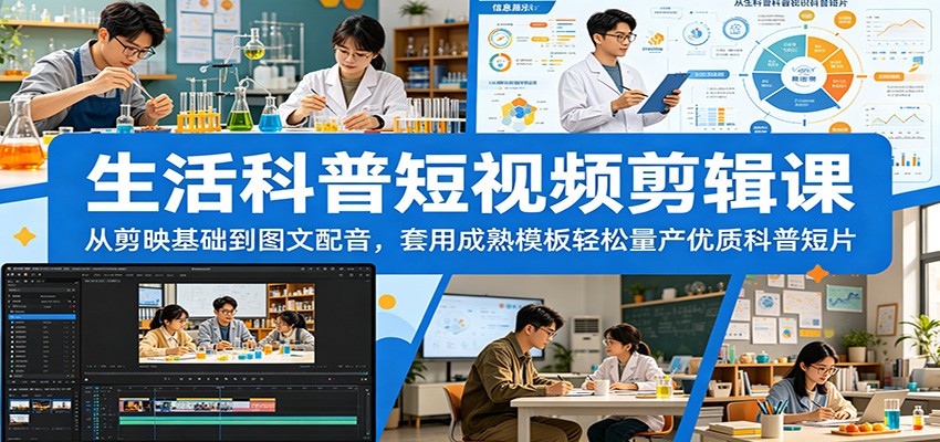 生活科普短视频剪辑课：从剪映基础到图文配音，套用成熟模板轻松量产优质科普短片采购|汽车产业|汽车配件|机加工企业家交流社群中心