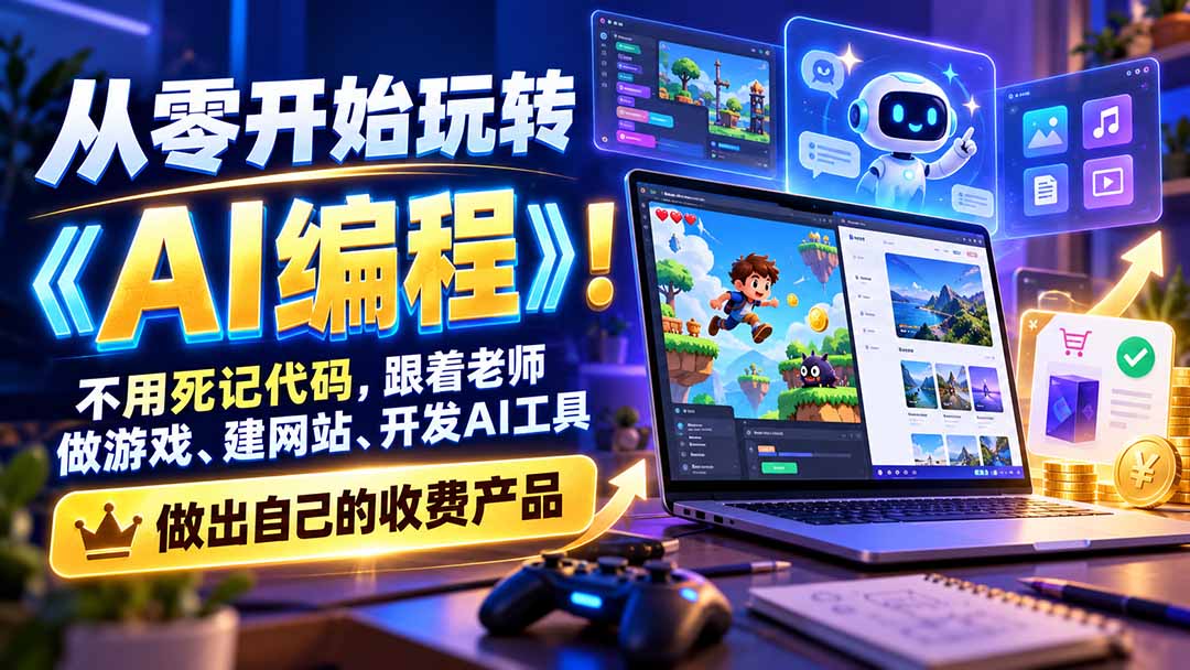 从零开始玩转《AI编程》！不用死记代码，跟着老师做游戏、建网站、开发AI工具，最后完成自己的收费产品采购|汽车产业|汽车配件|机加工企业家交流社群中心