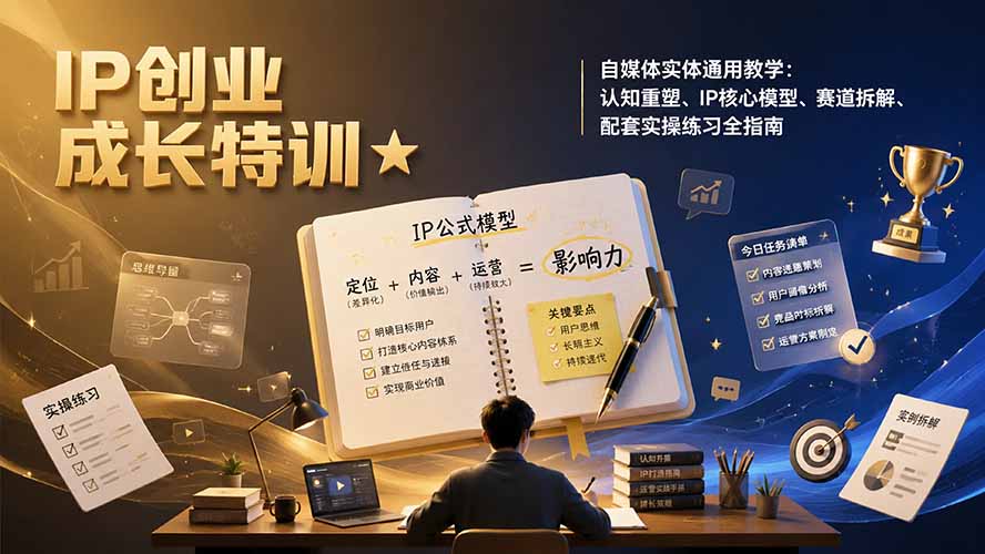 IP创业成长特训★自媒体实体通用教学：认知重塑、IP核心模型、赛道拆解、配套实操练习全指南采购|汽车产业|汽车配件|机加工企业家交流社群中心