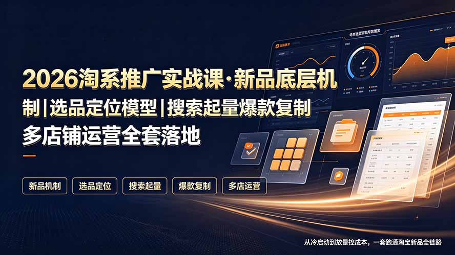 2026淘系推广实战课·新品底层机制｜选品定位模型｜搜索起量爆款复制多店铺运营全套落地教程采购|汽车产业|汽车配件|机加工企业家交流社群中心