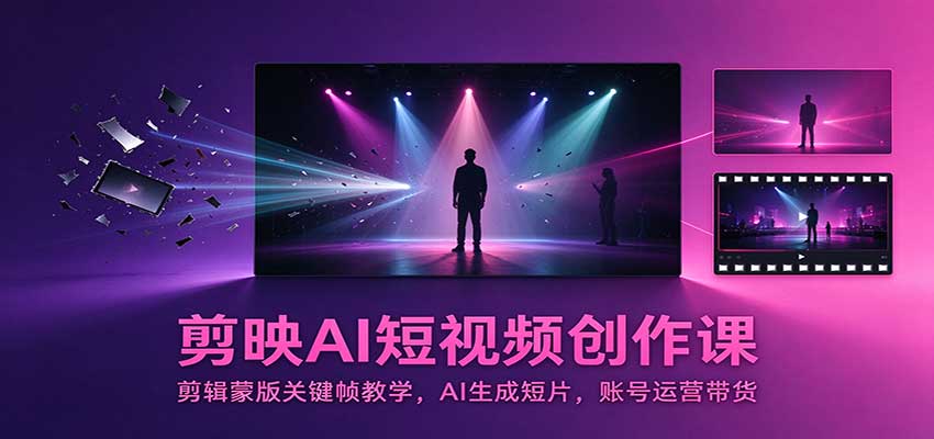 剪映AI短视频创作课:剪辑蒙版关键帧教学,AI生成短片,账号运营带货采购|汽车产业|汽车配件|机加工企业家交流社群中心