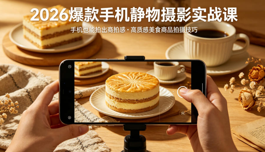 2026爆款手机静物摄影实战课,手机也能拍出商拍感,学会拍出高质感美食商品采购|汽车产业|汽车配件|机加工企业家交流社群中心
