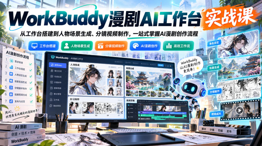 WorkBuddy漫剧AI工作台实战课：从工作台搭建到人物场景生成、分镜视频制作，一站式掌握AI漫剧创作流程采购|汽车产业|汽车配件|机加工企业家交流社群中心