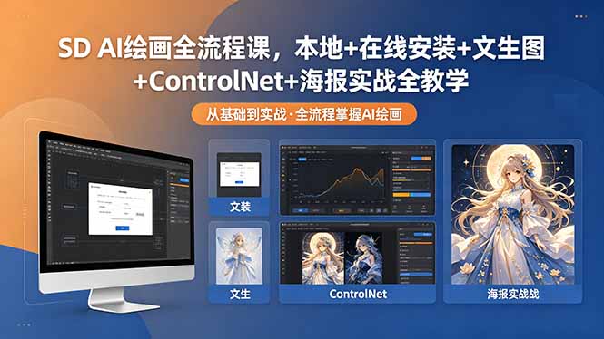 SD AI绘画全流程课，本地+在线安装+文生图+ControlNet+海报实战全教学采购|汽车产业|汽车配件|机加工企业家交流社群中心