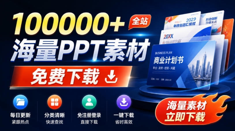 免费良心办公站!全站100000+海量PPT素材免费下载,每日更新,分类清晰,免注册登录下载爱PPT网采购|汽车产业|汽车配件|机加工企业家交流社群中心