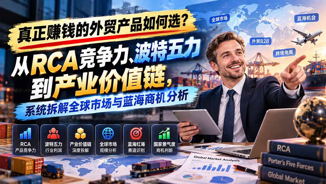 真正赚钱的外贸B2B产品如何选?从RCA竞争力、波特五力到产业价值链,系统拆解全球市场与蓝海商机分析采购|汽车产业|汽车配件|机加工企业家交流社群中心