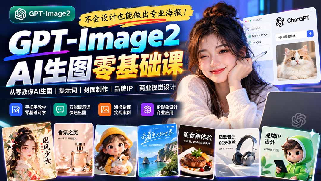 不会设计也能做出专业海报!GPT-Image2从零教你AI生图、提示词、封面制作、品牌IP与商业视觉设计采购|汽车产业|汽车配件|机加工企业家交流社群中心