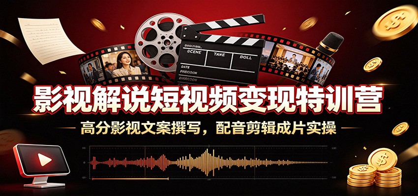 影视解说短视频变现特训营：高分影视文案撰写，配音剪辑成片实操采购|汽车产业|汽车配件|机加工企业家交流社群中心