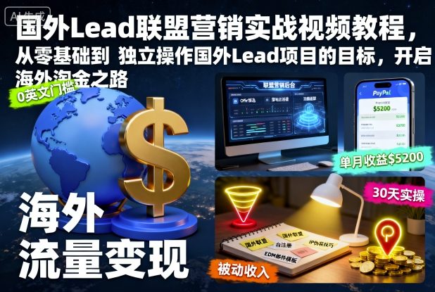 国外Lead联盟营销实战视频教程,从零基础到独立操作国外Lead项目的目标,开启海外淘金之路采购|汽车产业|汽车配件|机加工蚂蚁智酷企业交流社群中心