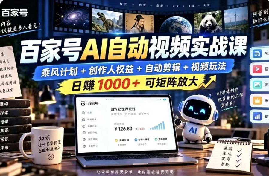 百家号自动矩阵玩法，长期可以做的项目，日入1k+，真正的睡后收入采购|汽车产业|汽车配件|机加工企业家交流社群中心