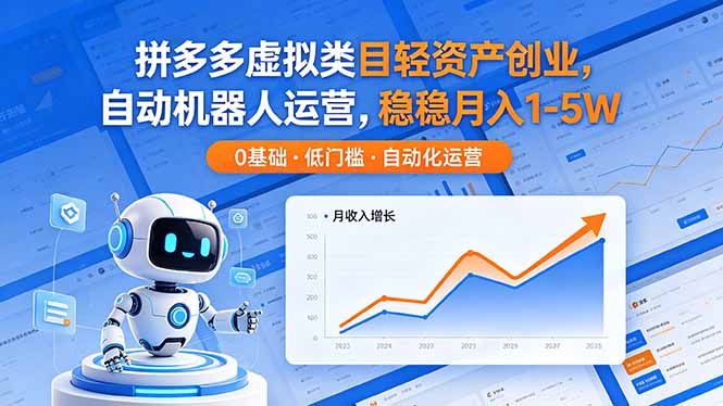 拼多多虚拟类目轻资产创业，自动机器人运营，稳稳月入 1-5W采购|汽车产业|汽车配件|机加工企业家交流社群中心