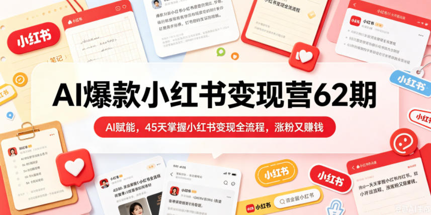 AI爆款小红书变现营62期2026年5月，AI赋能，45天掌握小红书变现全流程，涨粉又賺钱采购|汽车产业|汽车配件|机加工企业家交流社群中心