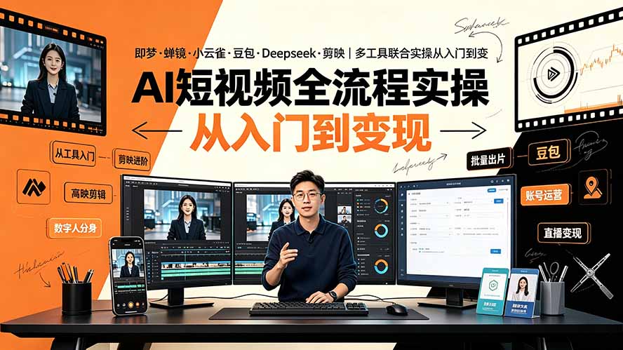 AI短视频全流程实操:即梦·蝉镜·小云雀·豆包·Deepseek·剪映|多工具联合实操从入门到变现采购|汽车产业|汽车配件|机加工企业家交流社群中心