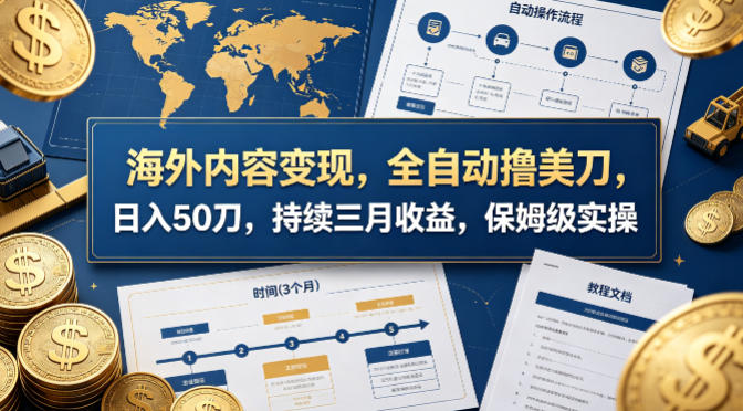 海外内容变现，全自动撸美刀，日入50刀，持续三月收益，保姆级实操【揭秘】采购|汽车产业|汽车配件|机加工企业家交流社群中心