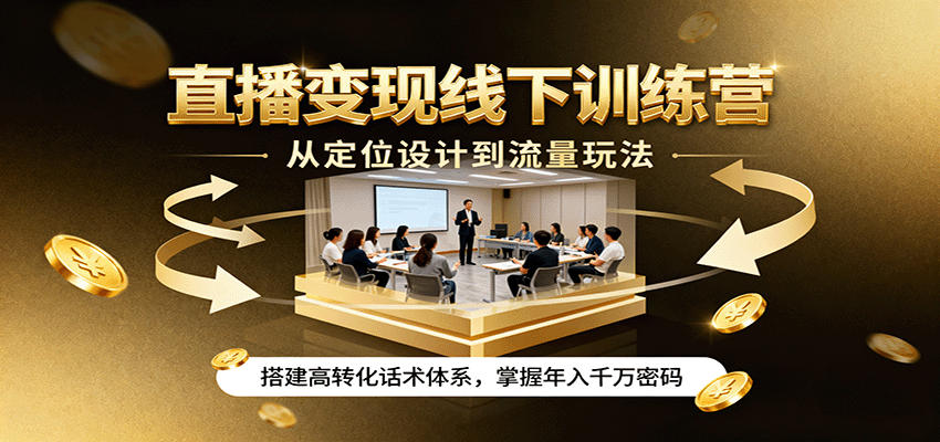 直播变现线下训练营，从定位设计到流量玩法，搭建高转化话术体系，掌握年入千万密码采购|汽车产业|汽车配件|机加工蚂蚁智酷企业交流社群中心