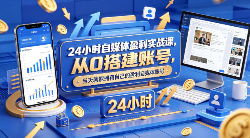 24小时自媒体盈利实战课，从0搭建账号，当天就能拥有自己的盈利自媒体账号采购|汽车产业|汽车配件|机加工企业家交流社群中心