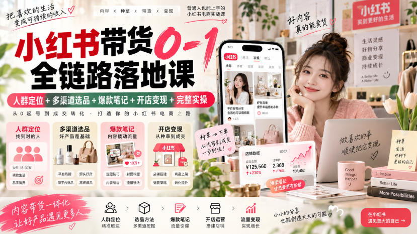 小红书带货0-1全链路落地课|人群定位+多渠道选品+爆款笔记+开店变现完整实操采购|汽车产业|汽车配件|机加工企业家交流社群中心
