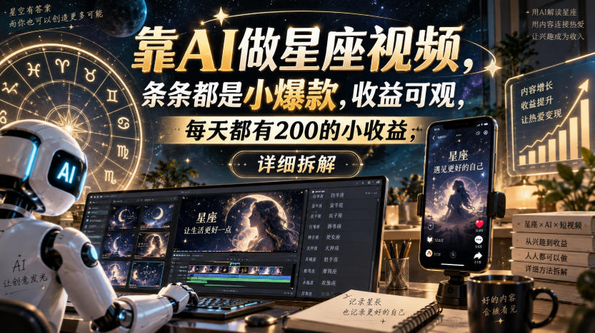 靠AI做星座视频,条条都是小爆款,收益可观,每天都有200的小收益,详细拆解采购|汽车产业|汽车配件|机加工企业家交流社群中心
