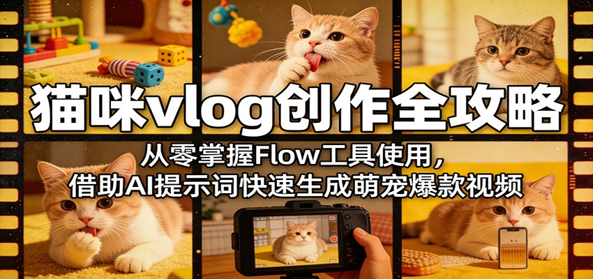 猫咪vlog创作全攻略：从零掌握Flow工具使用，借助AI提示词快速生成萌宠爆款视频采购|汽车产业|汽车配件|机加工企业家交流社群中心