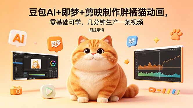 豆包AI+即梦+剪映制作胖橘猫动画,零基础可学,几分钟生产一条视频,附提示词采购|汽车产业|汽车配件|机加工企业家交流社群中心