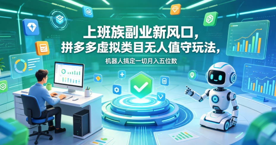 上班族副业新风口，拼多多虚拟类目无人值守玩法，机器人搞定一切月入五位数【揭秘】采购|汽车产业|汽车配件|机加工企业家交流社群中心