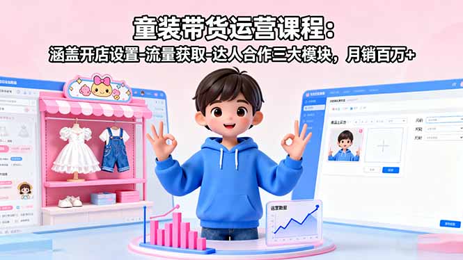 童装带货运营课程:涵盖开店设置-流量获取-达人合作三大模块,月销百万+采购|汽车产业|汽车配件|机加工蚂蚁智酷企业交流社群中心