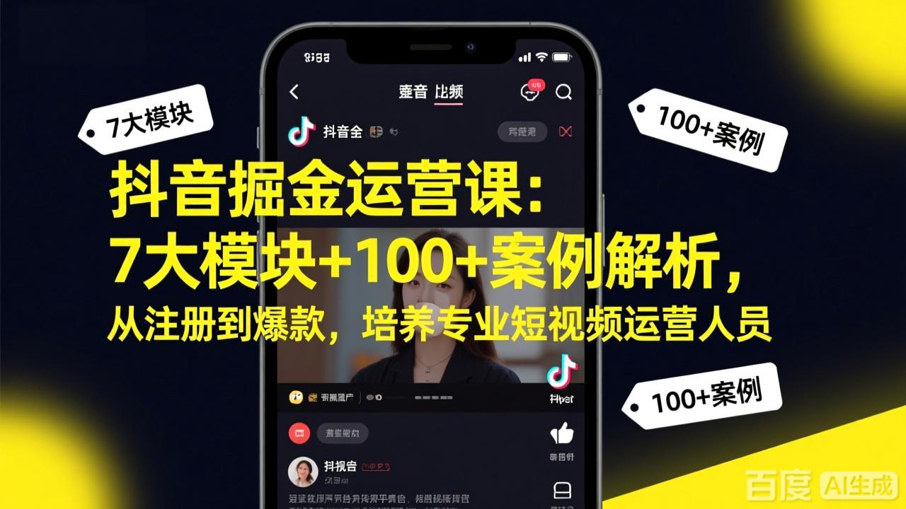 抖音掘金运营课：7大模块+100+案例解析，从注册到爆款，培养专业短视频运营人员采购|汽车产业|汽车配件|机加工蚂蚁智酷企业交流社群中心