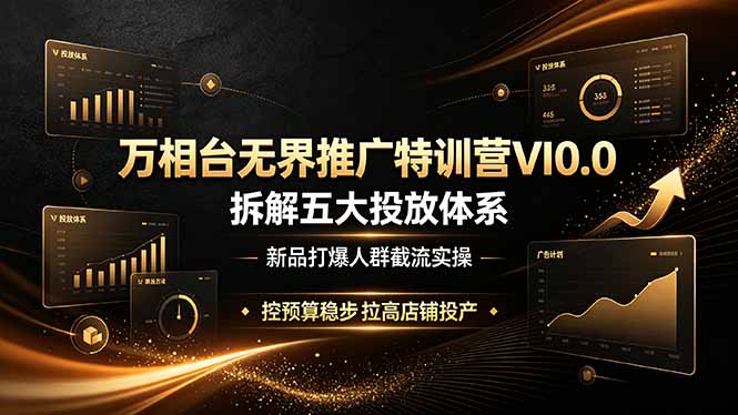 万相台无界推广特训营VI0.0,拆解五大投放体系,新品打爆人群截流实操,控预算稳步拉高店铺投产采购|汽车产业|汽车配件|机加工企业家交流社群中心