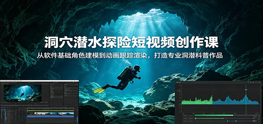 洞穴潜水探险短视频创作课：从软件基础角色建模到动画跟踪渲染，打造专业洞潜科普作品采购|汽车产业|汽车配件|机加工企业家交流社群中心