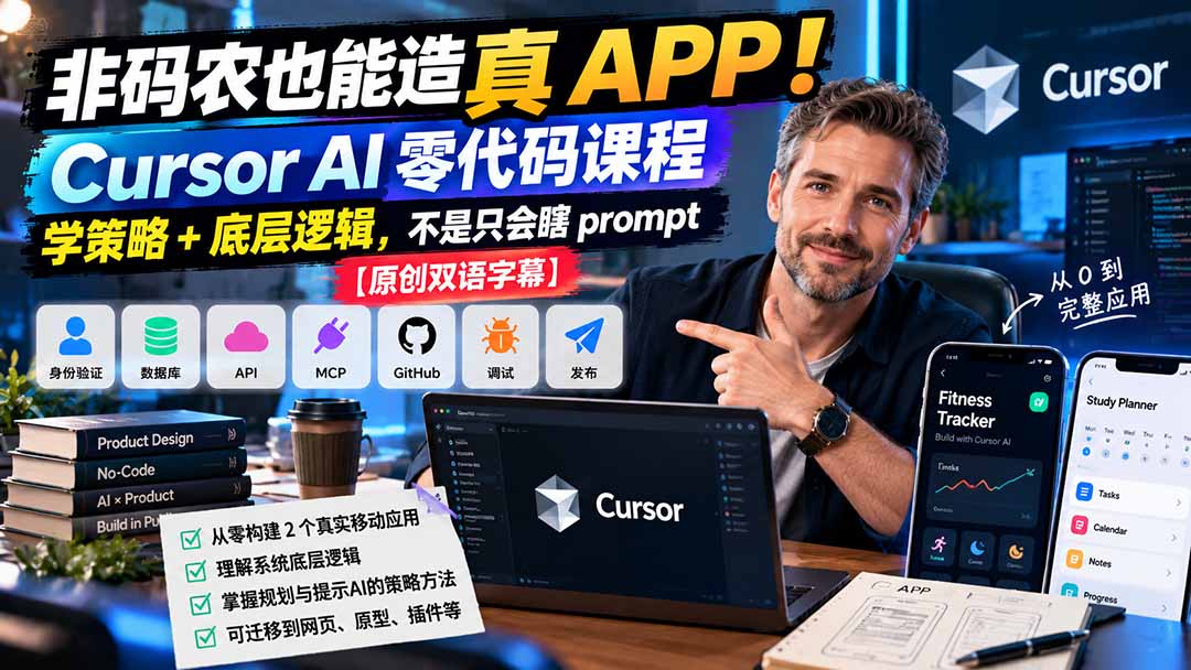 非码农也能造真 APP!Cursor AI 零代码课程:学策略 + 底层逻辑,不是只会瞎 prompt【原创双语字幕】采购|汽车产业|汽车配件|机加工企业家交流社群中心