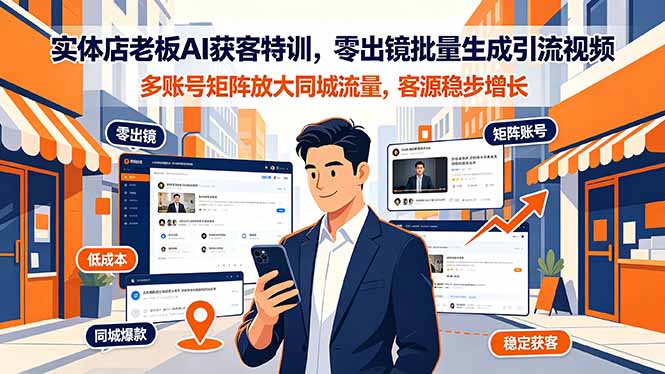 实体店老板AI获客特训，零出镜批量生成引流视频，多账号矩阵放大同城流量，客源稳步增长采购|汽车产业|汽车配件|机加工企业家交流社群中心