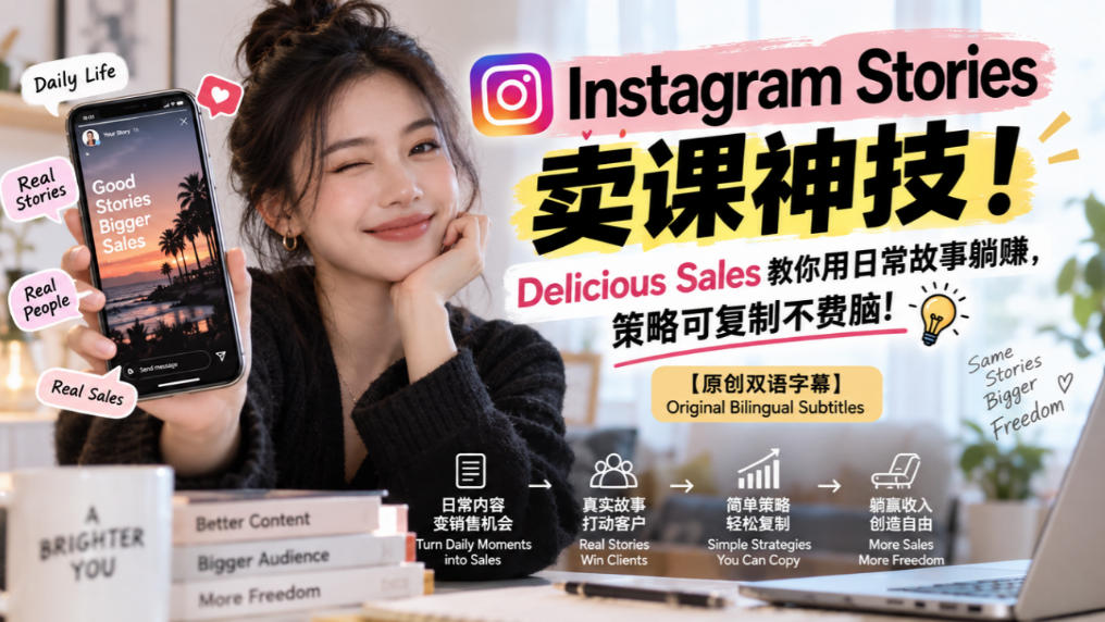 Instagram Stories卖课神技！Delicious Sales教你用日常故事躺賺，策略可复制不费脑！【原创双语字幕】采购|汽车产业|汽车配件|机加工企业家交流社群中心
