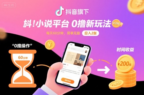 抖音旗下小说平台0撸新玩法,每天挂G60分钟,简单无脑,日入2张【揭秘】采购|汽车产业|汽车配件|机加工蚂蚁智酷企业交流社群中心