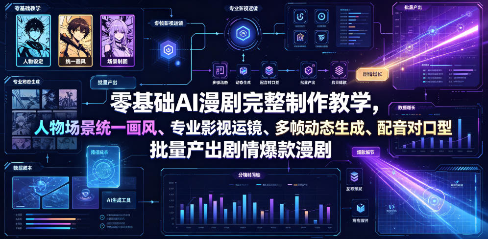 零基础AI漫剧完整制作教学，人物场景统一画风、专业影视运镜、多帧动态生成、配音对口型，批量产出剧情爆款漫剧采购|汽车产业|汽车配件|机加工企业家交流社群中心