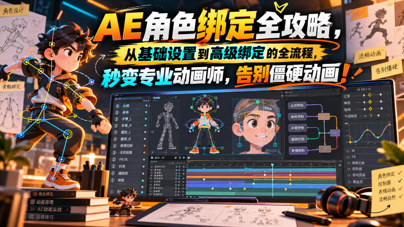 【无水印】AE角色绑定全攻略，从基础设置到高级绑定的全流程，秒变专业动画师，告别僵硬动画！【原创双语字幕】采购|汽车产业|汽车配件|机加工企业家交流社群中心