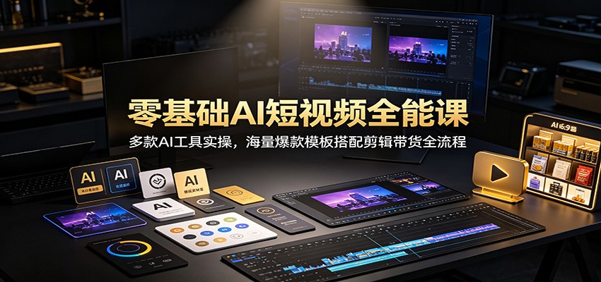零基础AI短视频全能课：多款AI工具实操，海量爆款模板搭配剪辑带货全流程采购|汽车产业|汽车配件|机加工企业家交流社群中心
