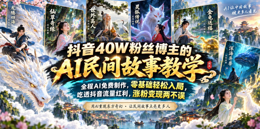 抖音40W粉丝博主的AI民间故事教学,全程AI免费制作,零基础轻松入局,吃透抖音流量红利,涨粉变现两不误采购|汽车产业|汽车配件|机加工企业家交流社群中心