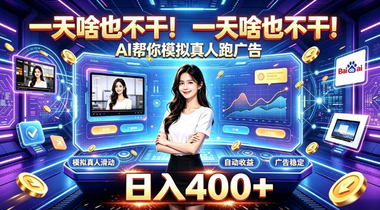 一天啥也不干！AI帮你模拟真人跑广告，稳定日入400+，实现真正被动变现【揭秘】采购|汽车产业|汽车配件|机加工企业家交流社群中心