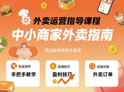 外卖运营指导课程,中小商家外卖指南,手把手带出能挣钱的外卖店采购|汽车产业|汽车配件|机加工蚂蚁智酷企业交流社群中心