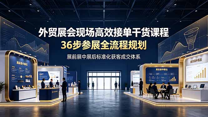 外贸展会现场高效接单干货课程，36步参展全流程规划，展前展中展后标准化获客成交体系采购|汽车产业|汽车配件|机加工企业家交流社群中心