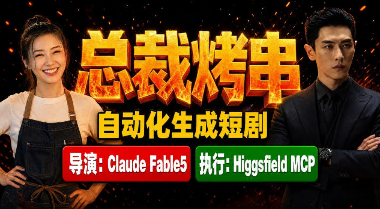 Claude Fable5担任导演+Higgsfield MCP落地执行|《总裁烤串》真人质感短剧全自动AI生成全流程教学采购|汽车产业|汽车配件|机加工企业家交流社群中心