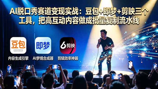 AI脱口秀赛道变现实战:豆包+即梦+剪映三个工具,把高互动内容做成批量复制流水线采购|汽车产业|汽车配件|机加工企业家交流社群中心