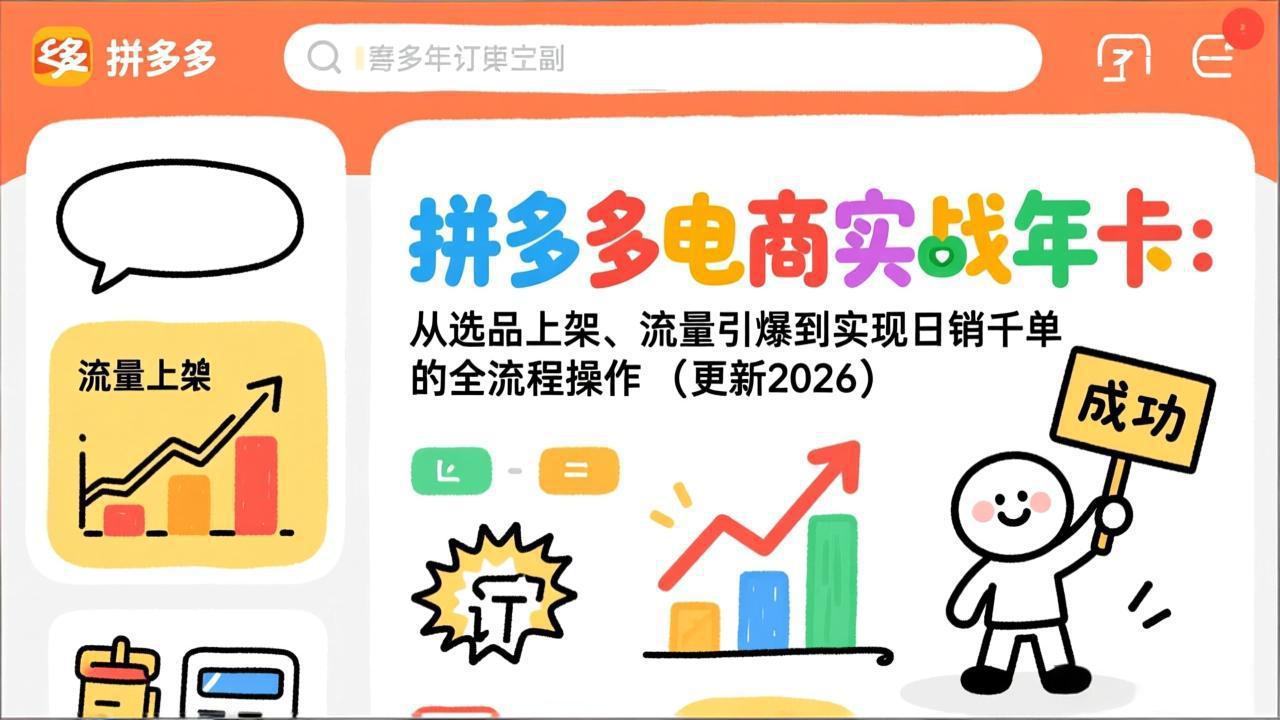 拼多多电商实战年卡：从选品上架、流量引爆到实现日销千单的全流程操作(更新2026年8月采购|汽车产业|汽车配件|机加工企业家交流社群中心