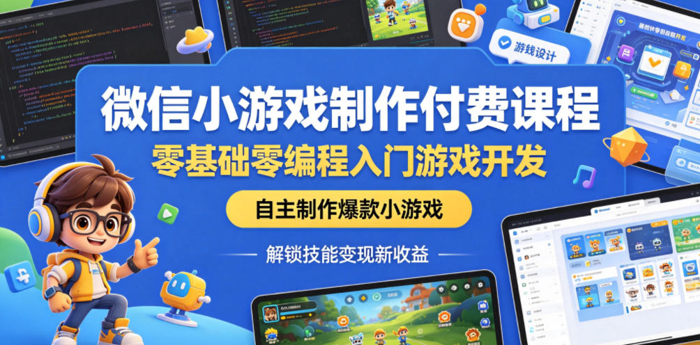 微信小游戏制作付费课程，零基础零编程入门游戏开发，自主制作爆款小游戏，解锁技能变现新收益采购|汽车产业|汽车配件|机加工企业家交流社群中心