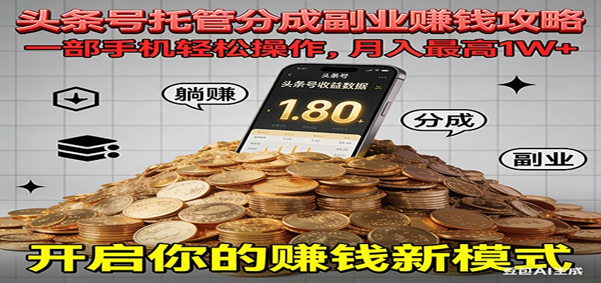 全程托管今日头条,一部手机就可以开干,最高躺赚1W+采购|汽车产业|汽车配件|机加工蚂蚁智酷企业交流社群中心